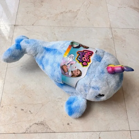 Hug-A-Pet Blue Narwhal Whale Plush Toy with Rainbow Horn - Picture 2 of 8